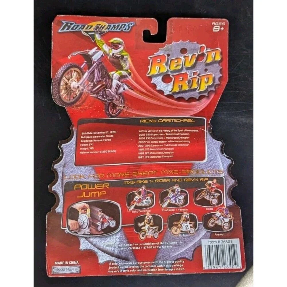 2004 JAKKS PACIFIC Road Champs  Rev’N Rip Racers Ricky Carmichael #4 READ!